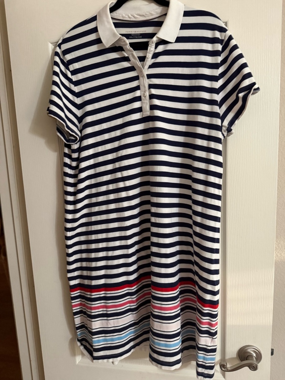 Tommy Hilfiger Navy & White Striped Polo Shirt Dress XXL